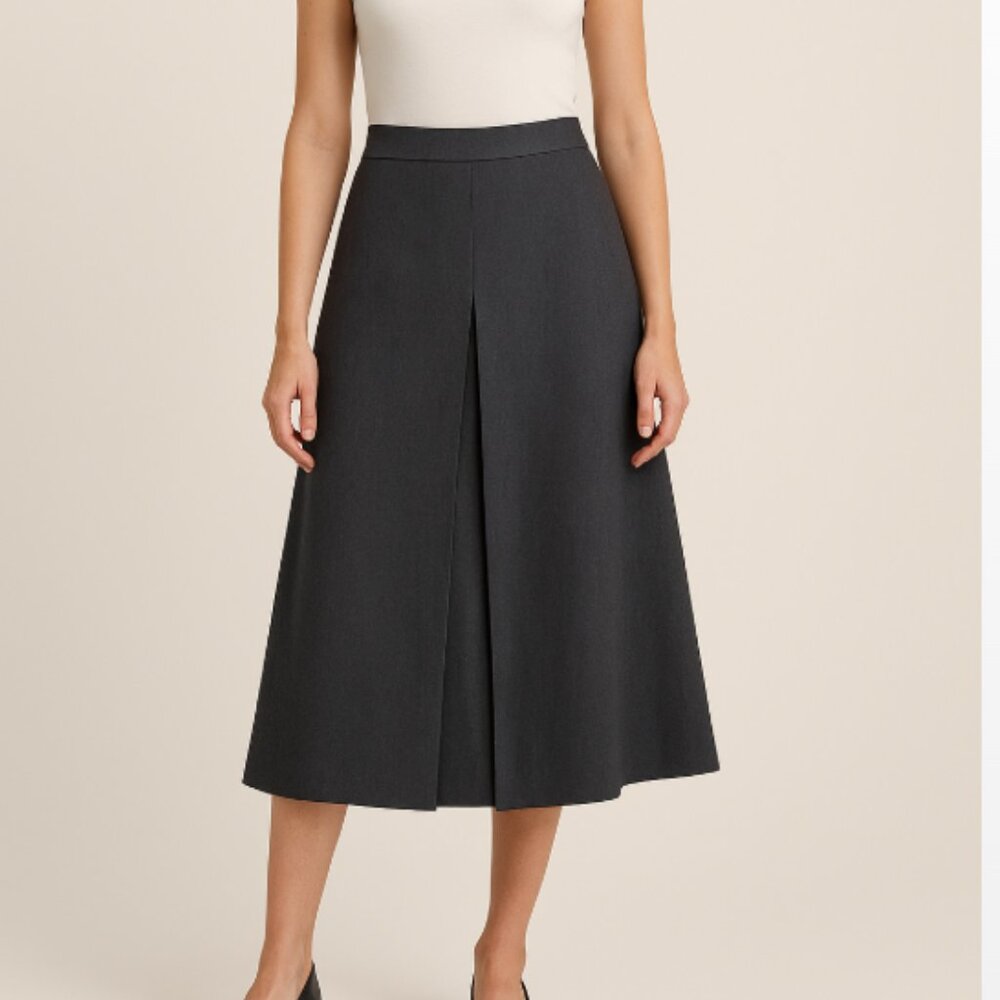 MELLODAY Charcoal Grey A-Line Midi Skirt Size XL NWT